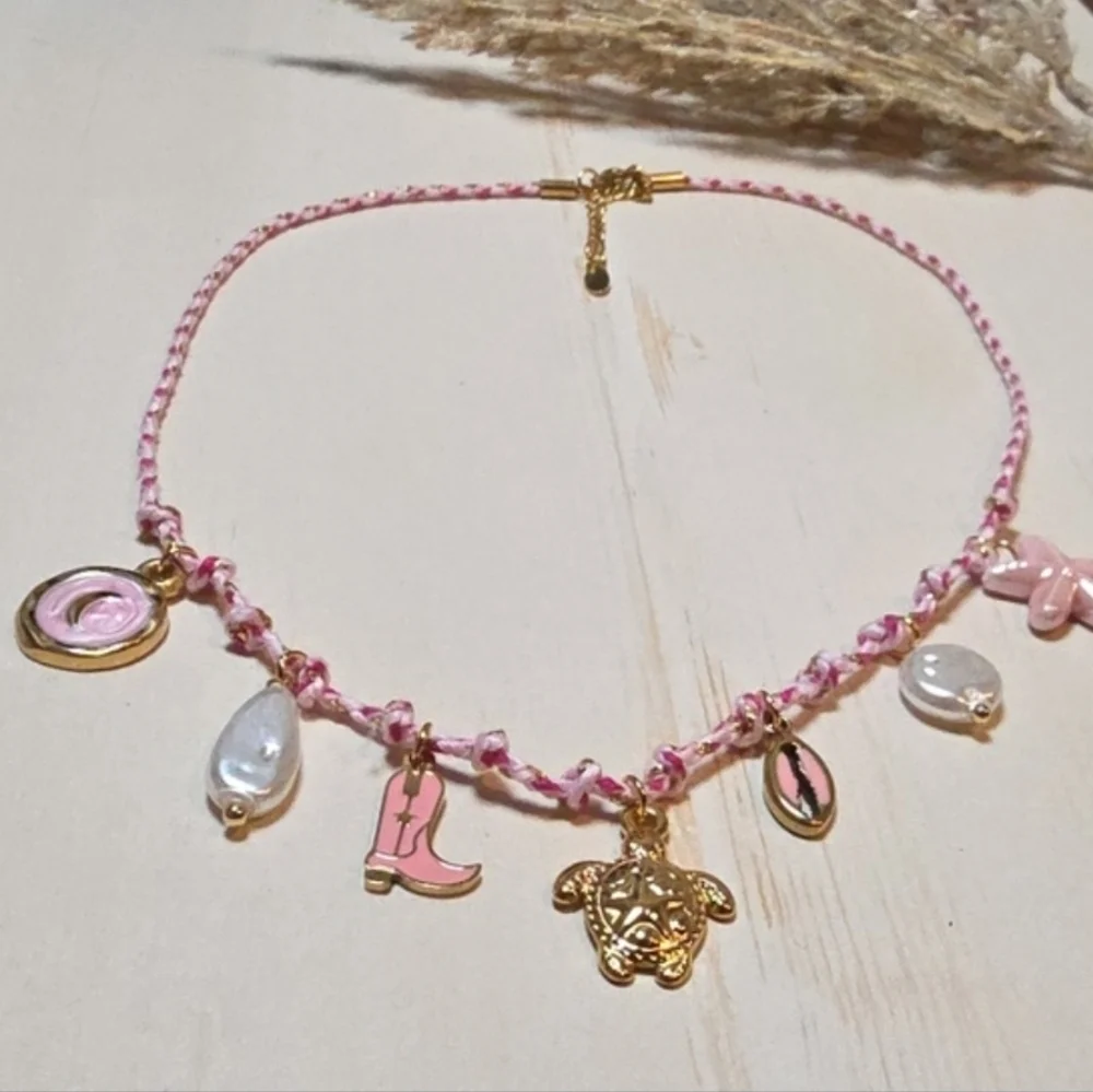 Pink Cord Charm Necklace | NWOT